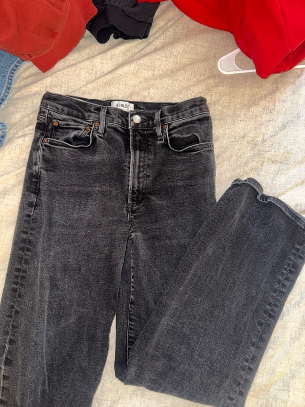 Agolde Washed Black Harper Straight Jeans
